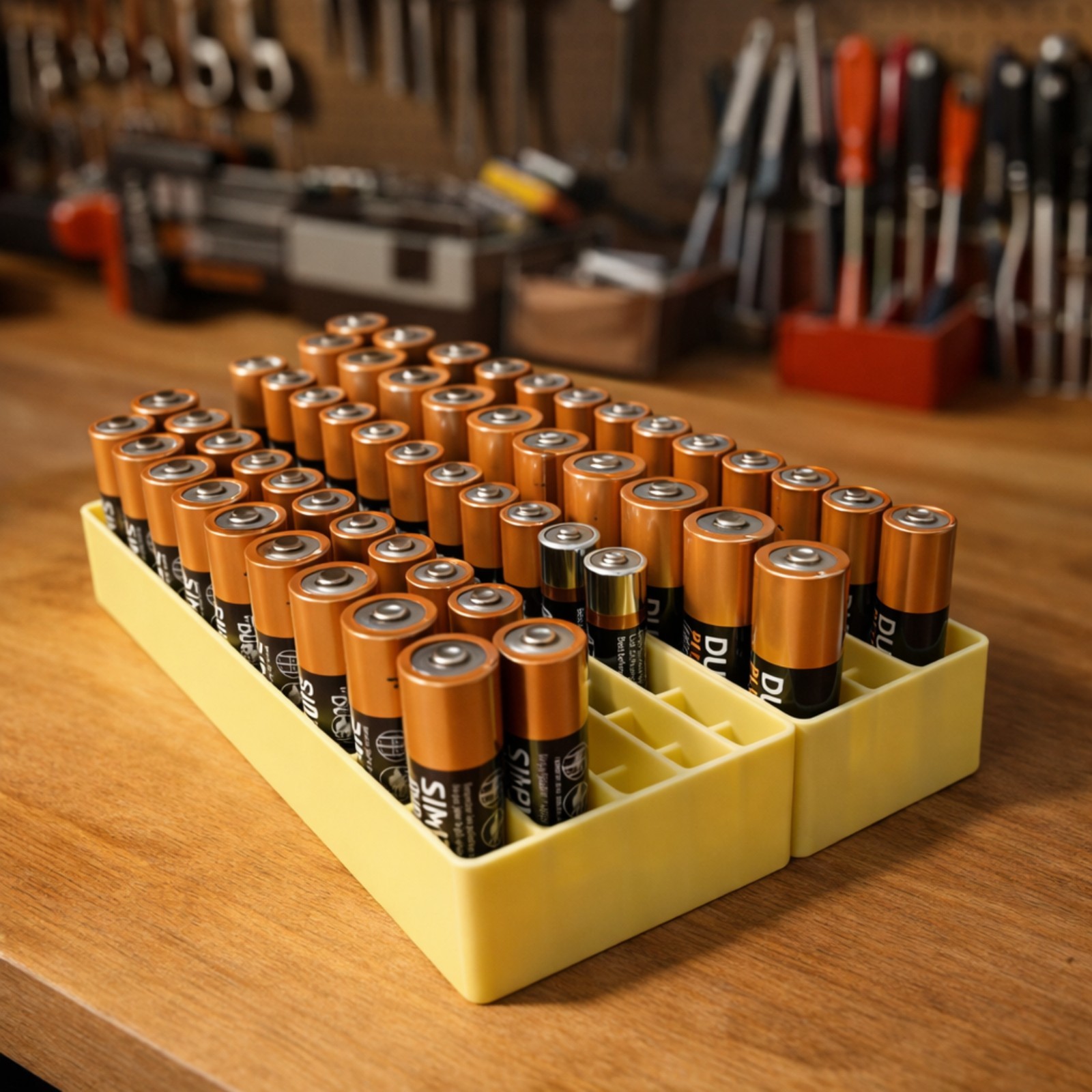 VilaMy Gridfinity AA AAA Battery Holder 4x1 Organizer Storage Tray Divider