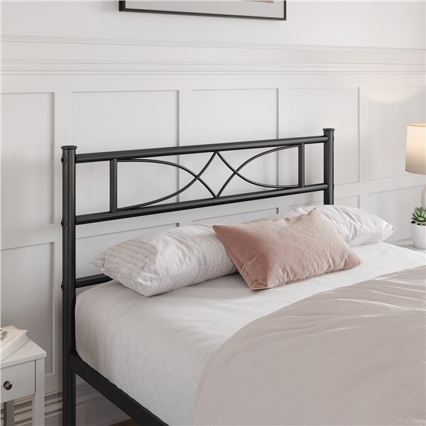 Metal Bed frame Platform Bed with Curved Design Headboard Twin/Full/Queen