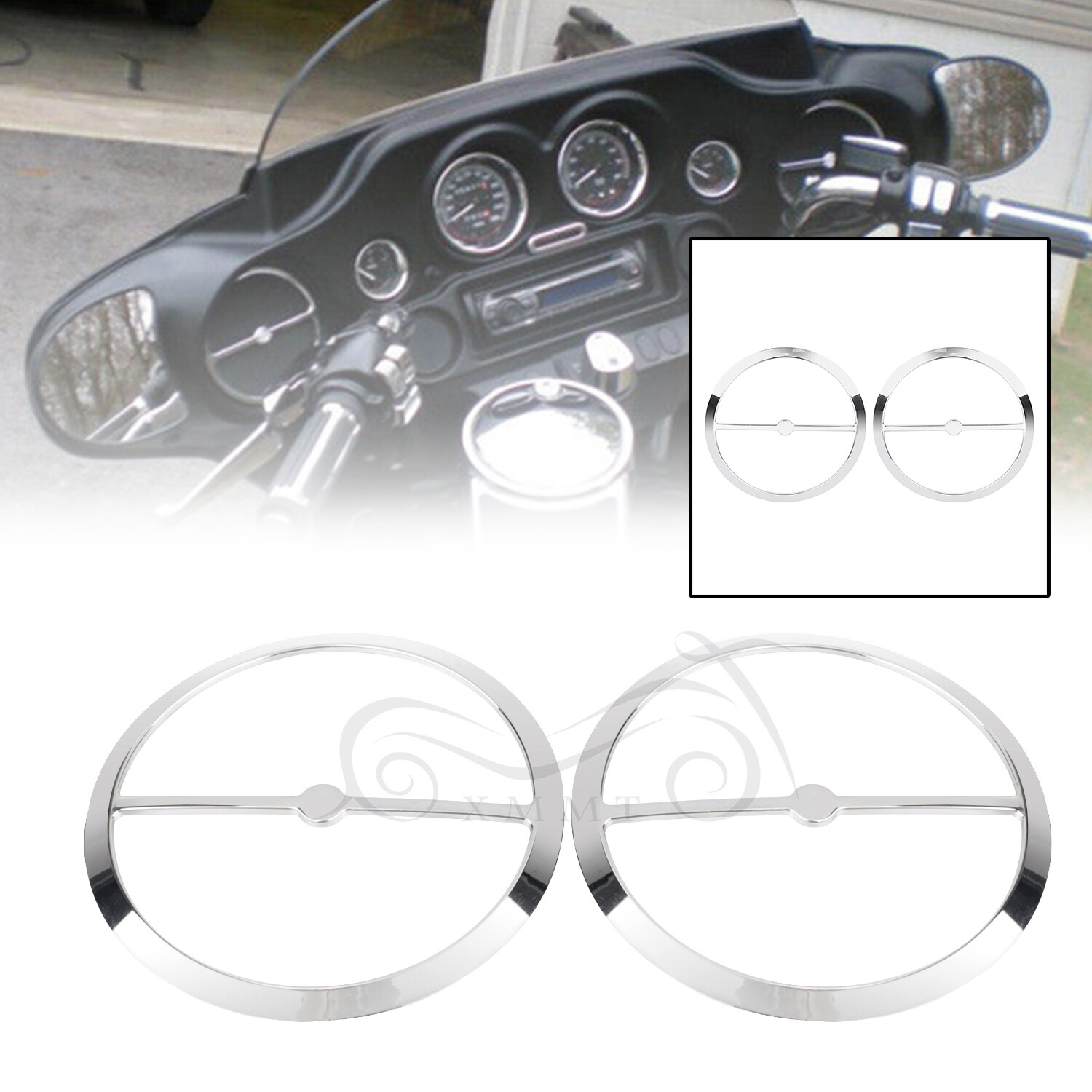 Chrome Speaker Trim Ring Cover For Harley Electra Street Glide FLHTCU FLHTK FLHX