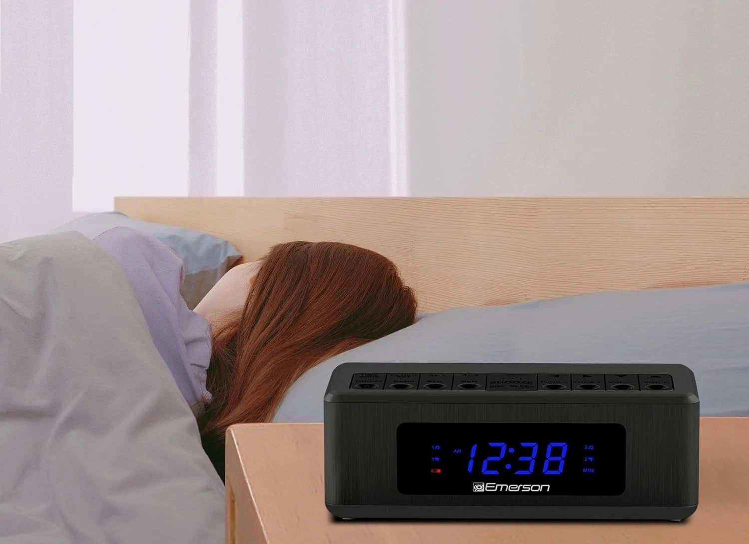 CK2023AM/FM Dual Alarm Clock Radio with 0.6" Blue LED Display, 4-Level Dimmer