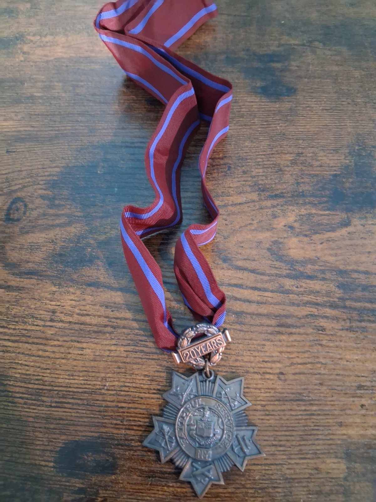 Military - Faithful service ny - 20 years of service - brass medallion