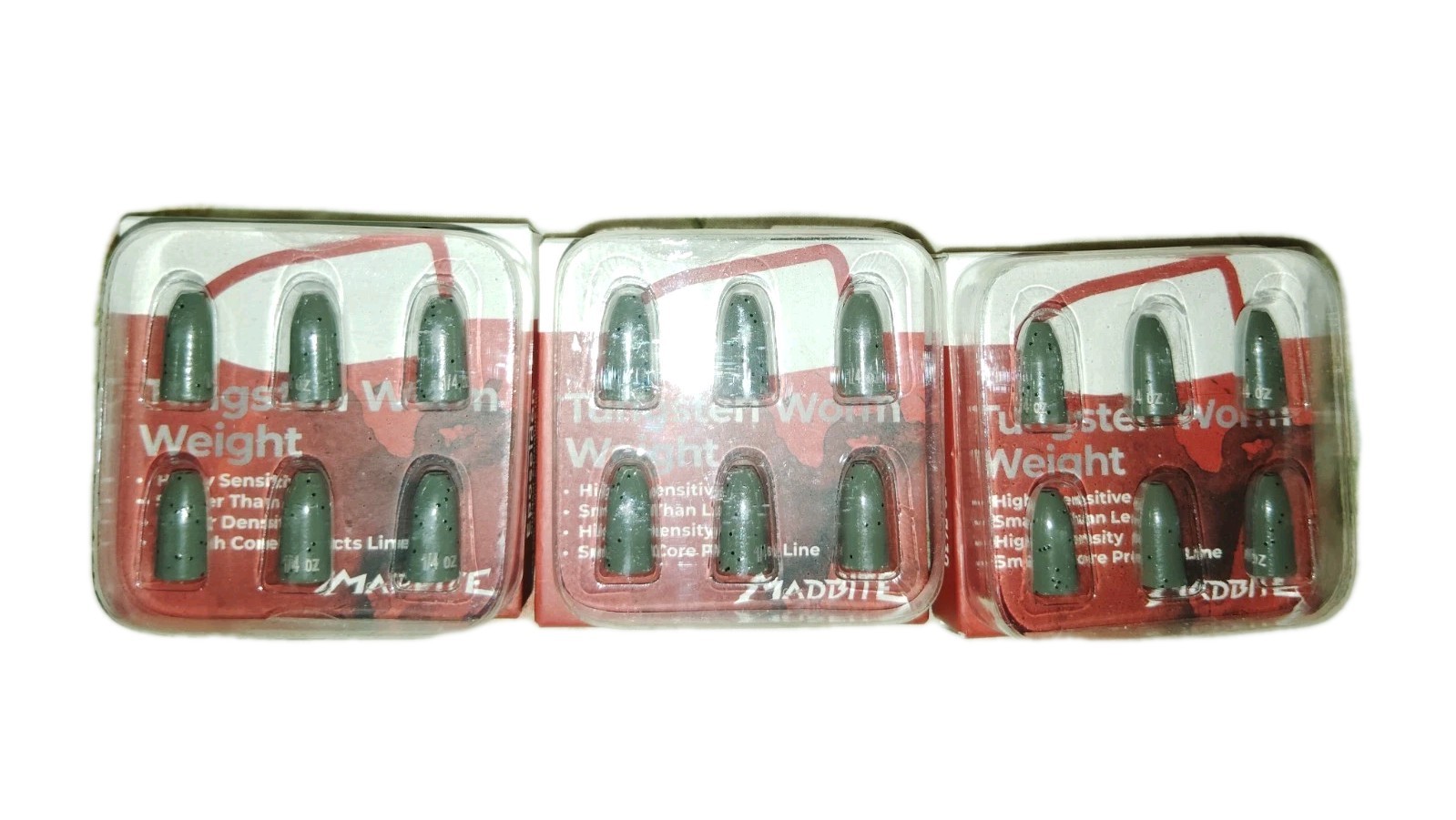 Lot of 18  TUNGSTEN 1/4oz WORM WEIGHTS -green Color Madbite