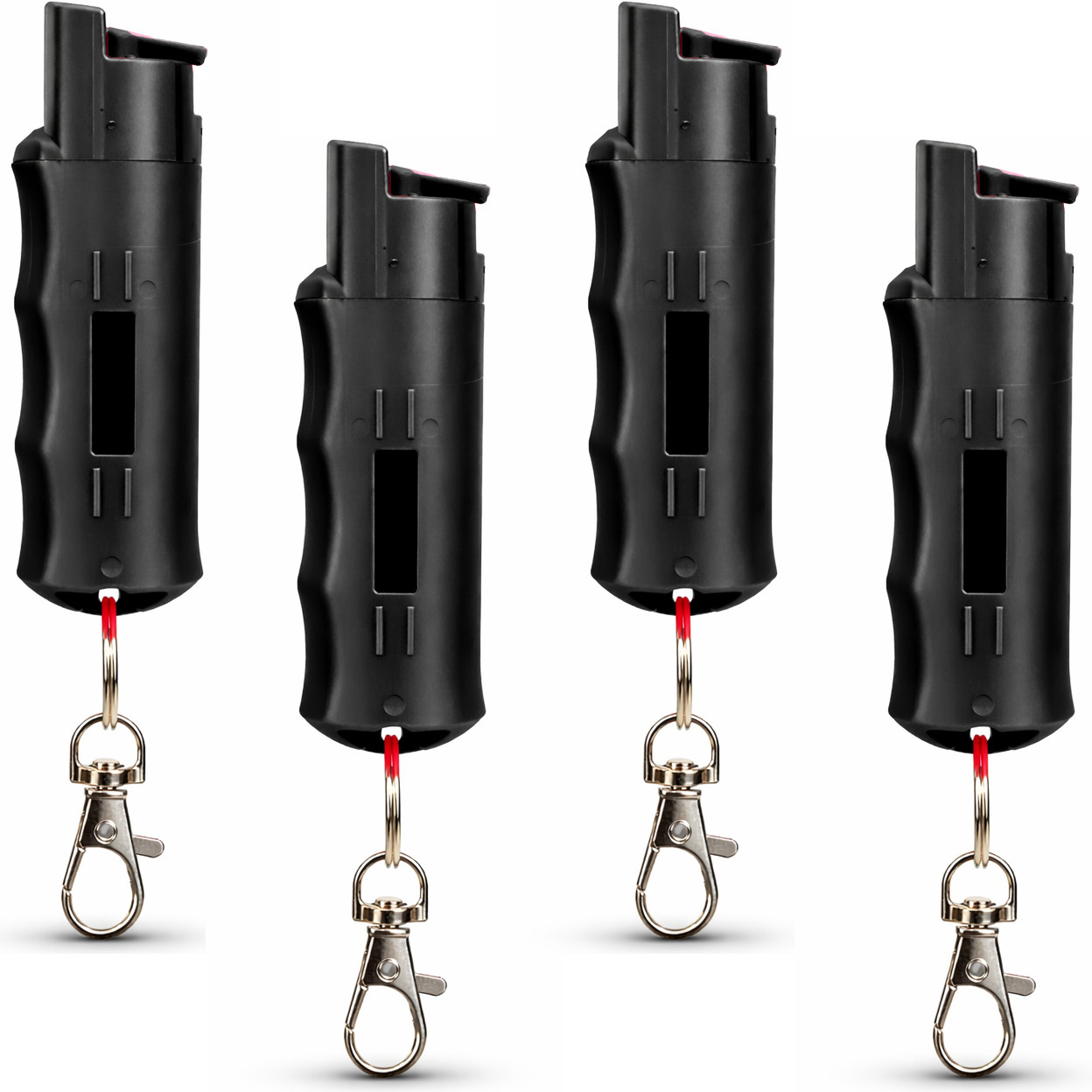 4 Pack Burn Pepper Spray Keychain for Self Defense 1/2oz Police Srength Black