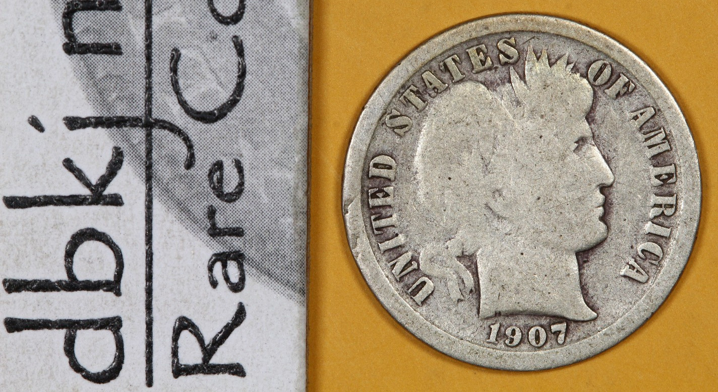 1907 O - Liberty Head "Barber" Silver Dime 10¢ - G - Good dbkjA