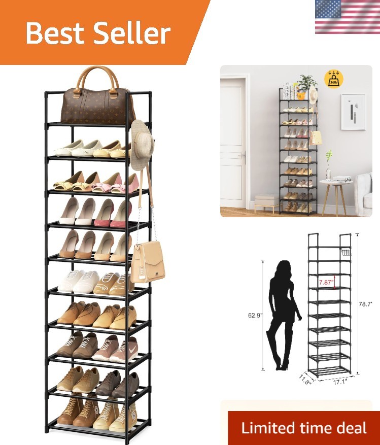 Modern Stackable Tall Shoe Rack Organizer - Ideal for Entryway, 17.1x11.8x78.7