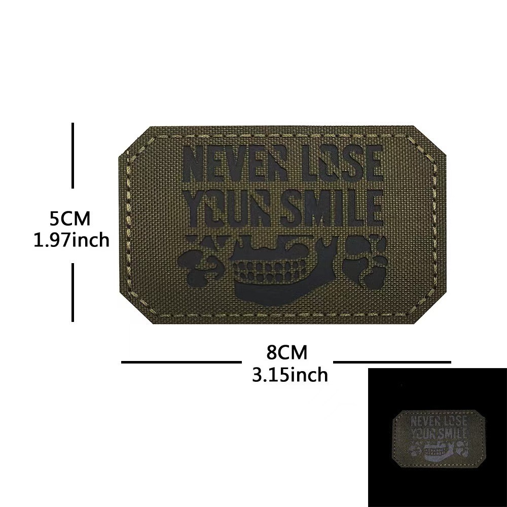 6Pcs REFLECTIVE IR NEVER LOSE YOUR SMILE SKULL MILITRAY HOOK LOOP PATCH CP
