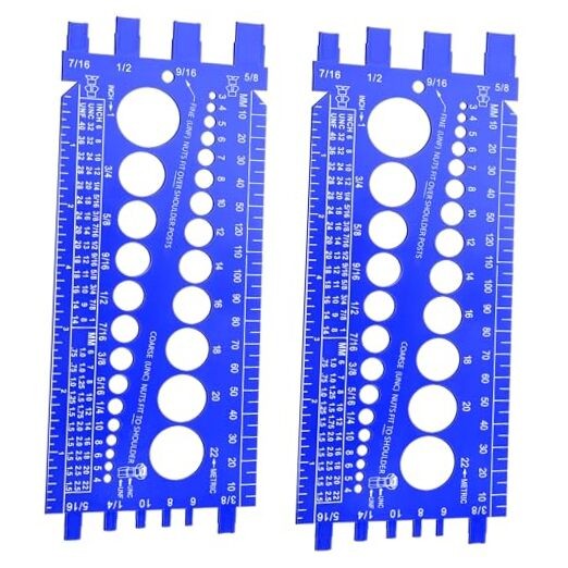 2 Pieces Nut Bolt Thread Gauge Screw Nut Size Thread Metric Checker Inch Blue