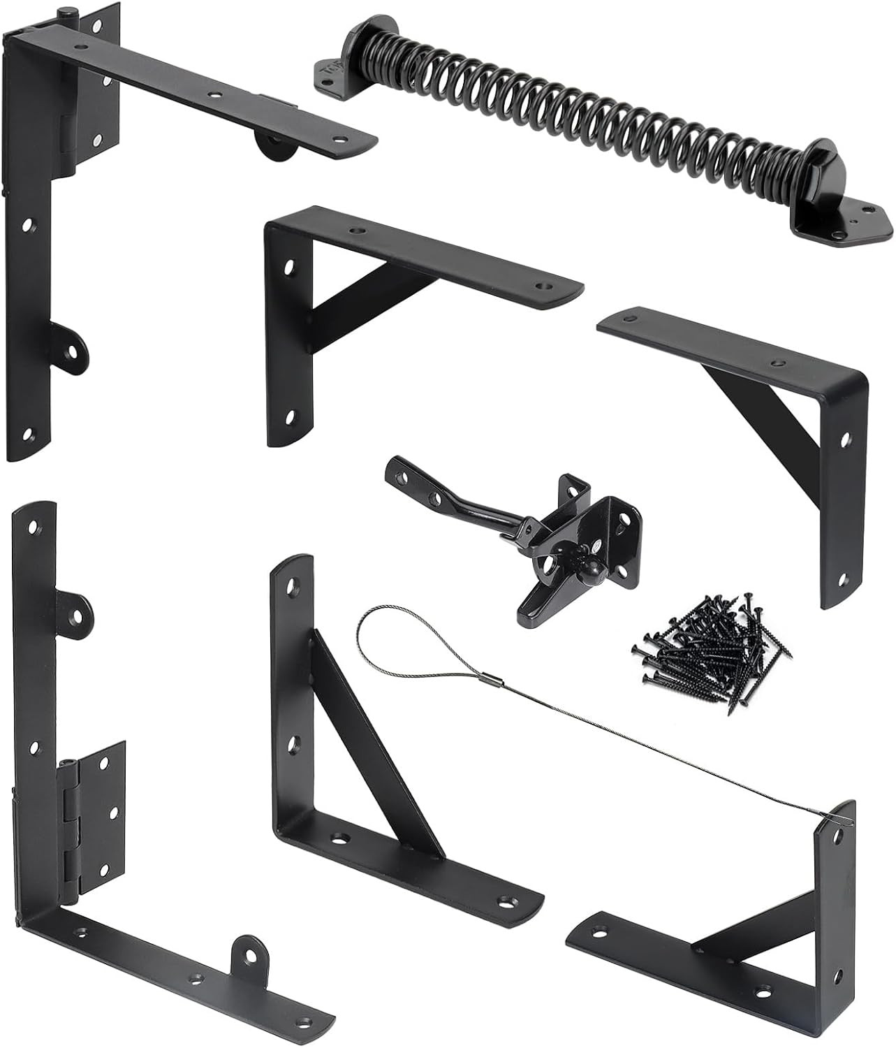 Fence Gate Hardware Kit Anti Sag Corner Brackets Spring Hinge Latch Set