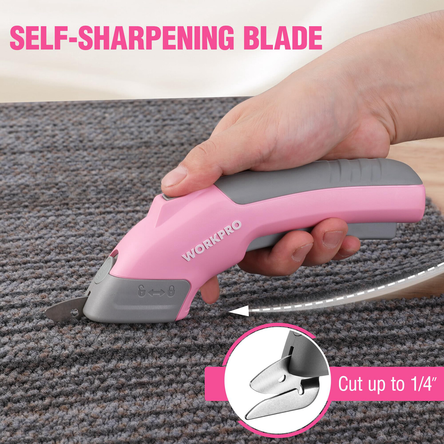 WORKPRO 4V Cordless Shear Cutter with 2PCS Blades Rechargeable Powerful Scissors
