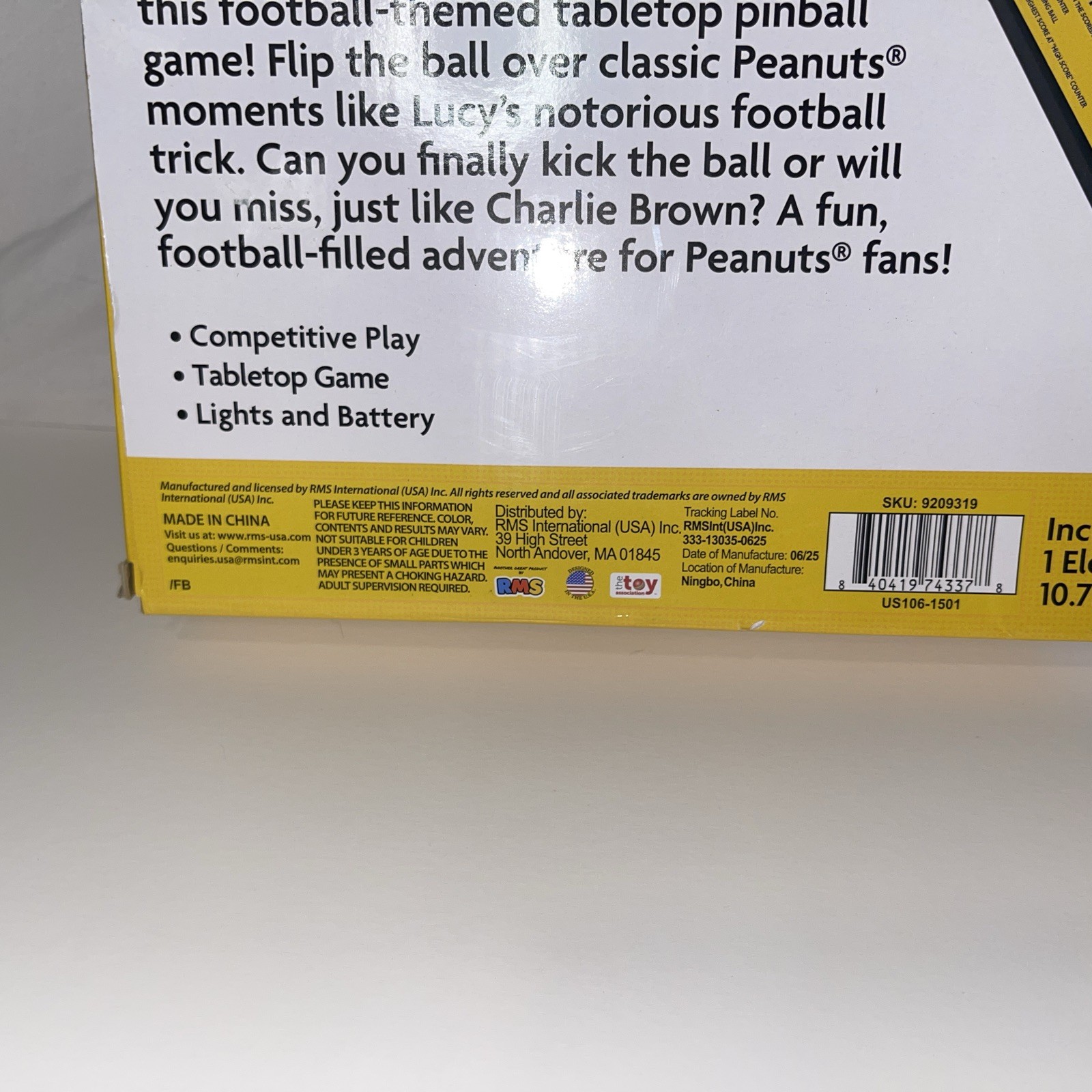 Peanuts Pinball Electronic Tabletop Arcade Game - in Original Box