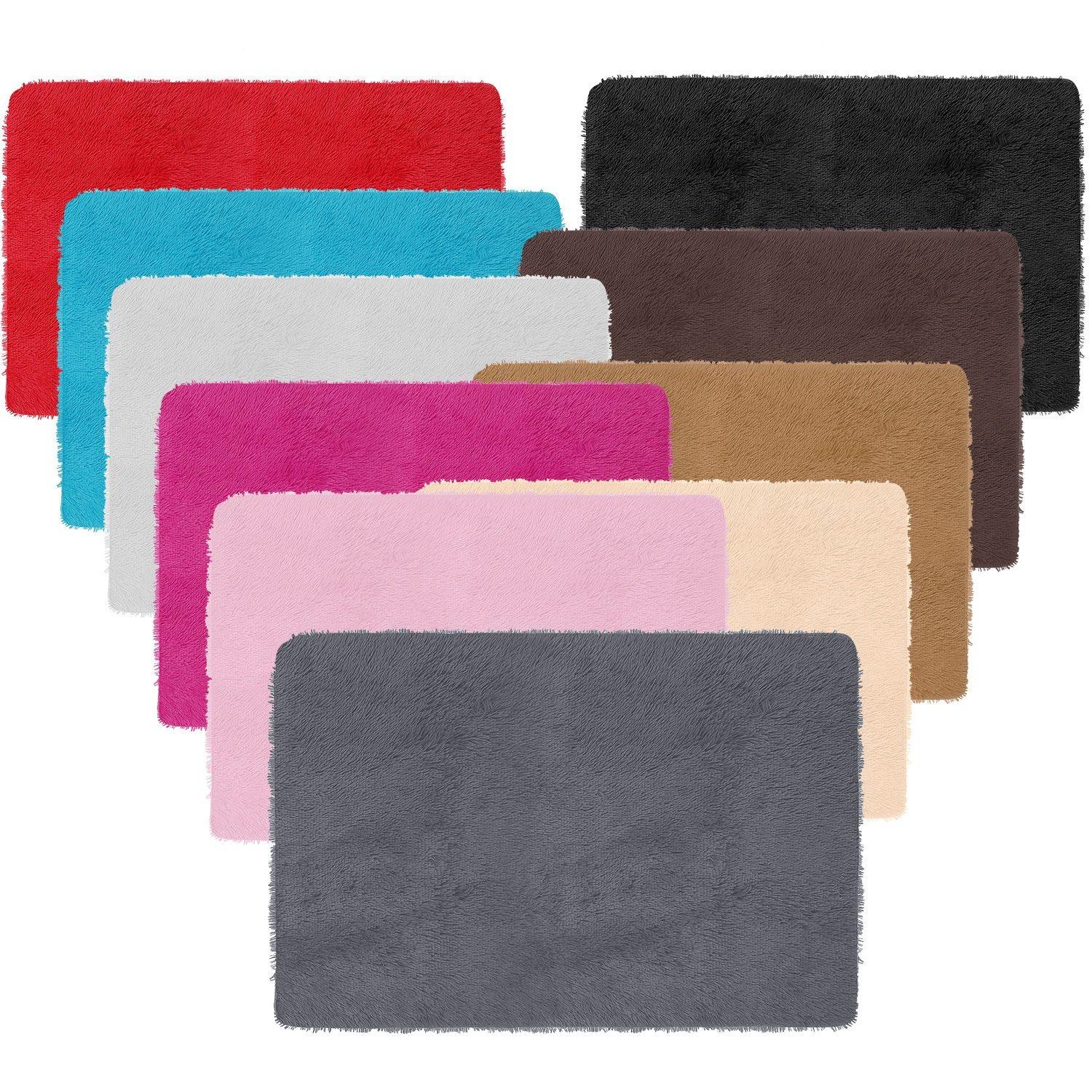 Fluffy Bedroom Rug 4’ x 2.6’ Anti-Skid Shaggy Area Rug Decorative Floor Carpet