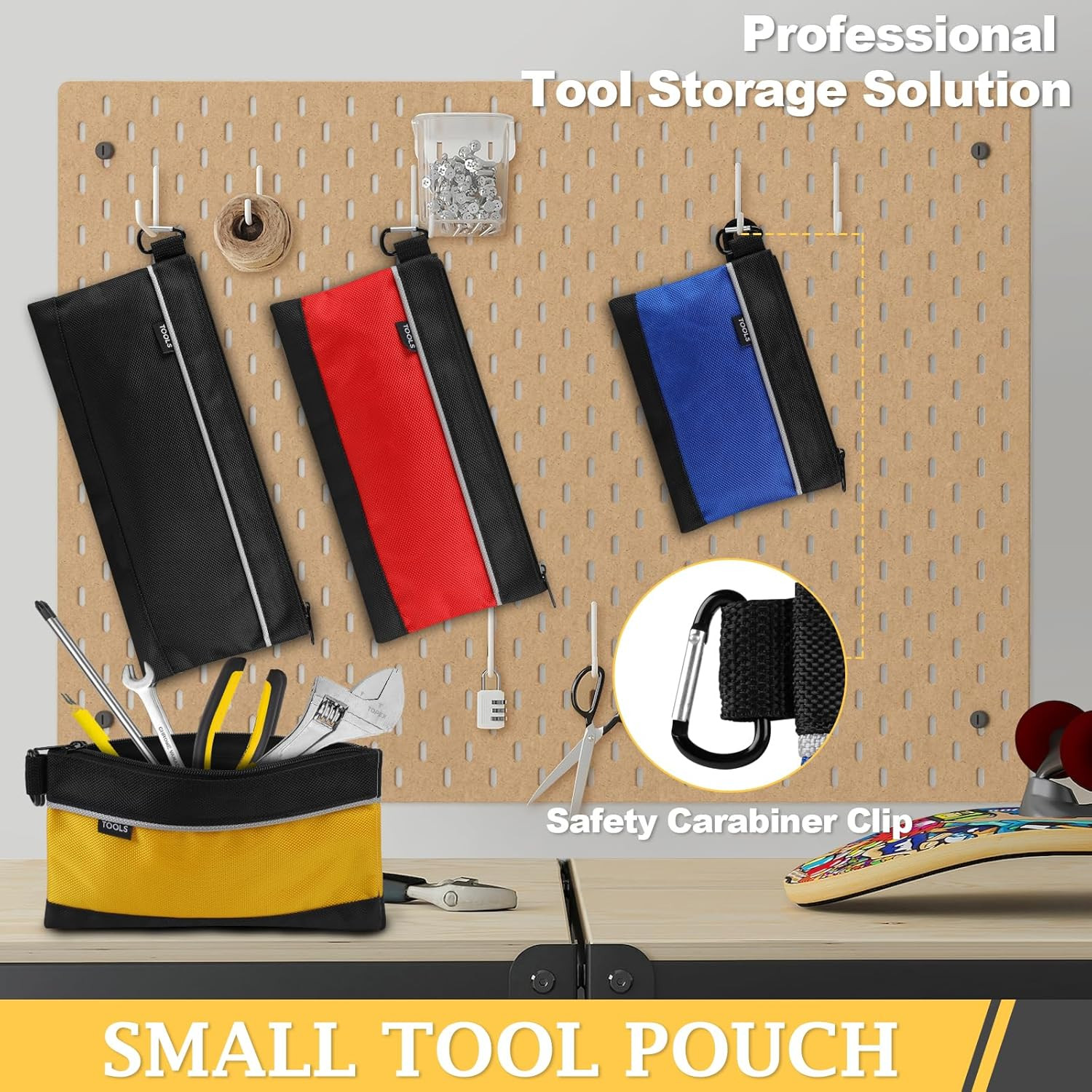 4 Pack Tool Pouch, Small Tool Bag with Zipper, 1680D Oxford Waterproof Multipurp