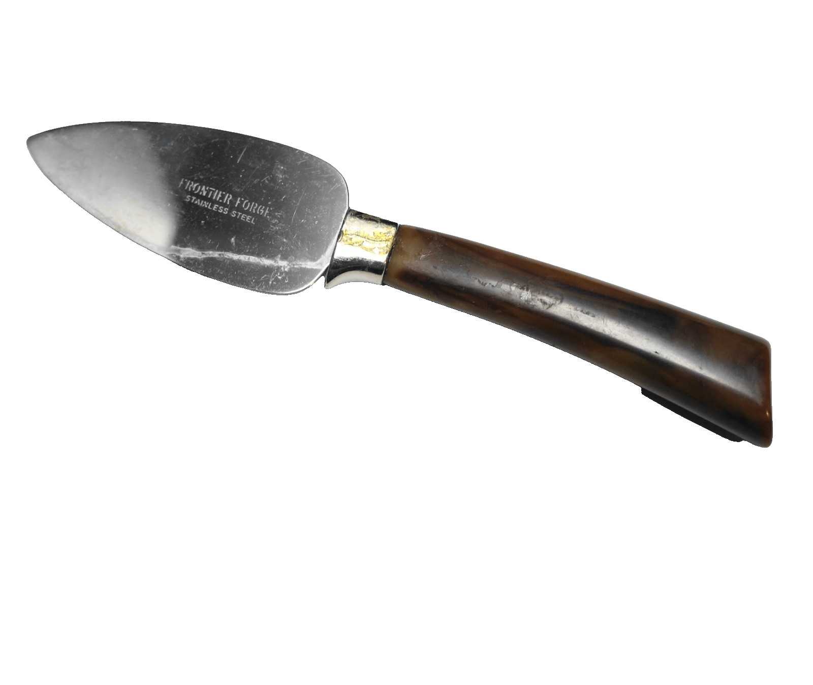 Frontier Forge Cheese Spreader Bakelite Handle Marbled Caramel Brown