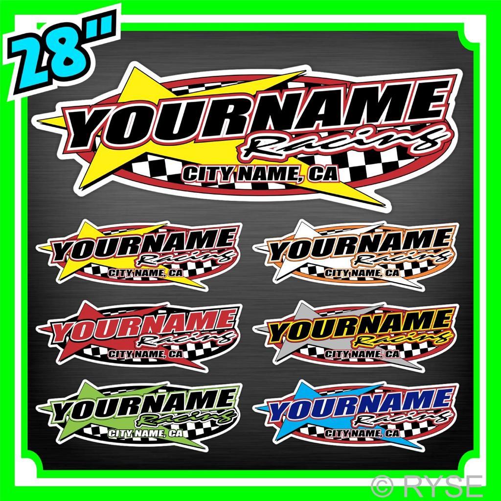 Custom Your Name Racing Decals Trailer Truck MX ATV Race Car Kart Boat Ski IMCA