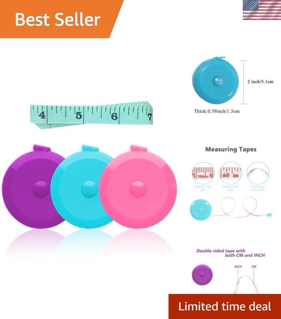 3 Pack Tape Measure Measuring Tape for Body Craft Weight Loss Measurements Re...