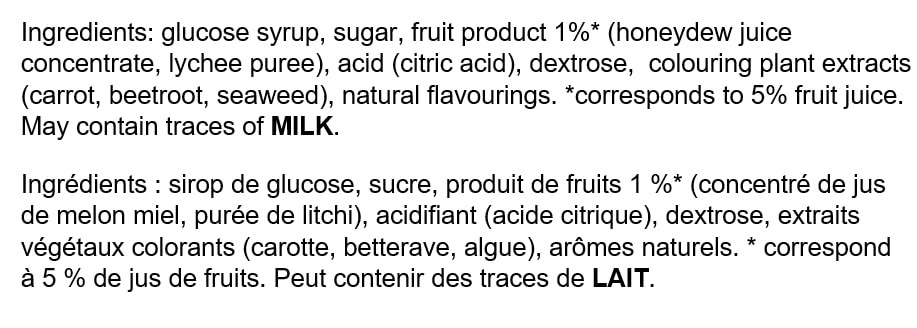 Hard Candy Drops Lychee & Melon Filled 175g 6 Ounce Tin