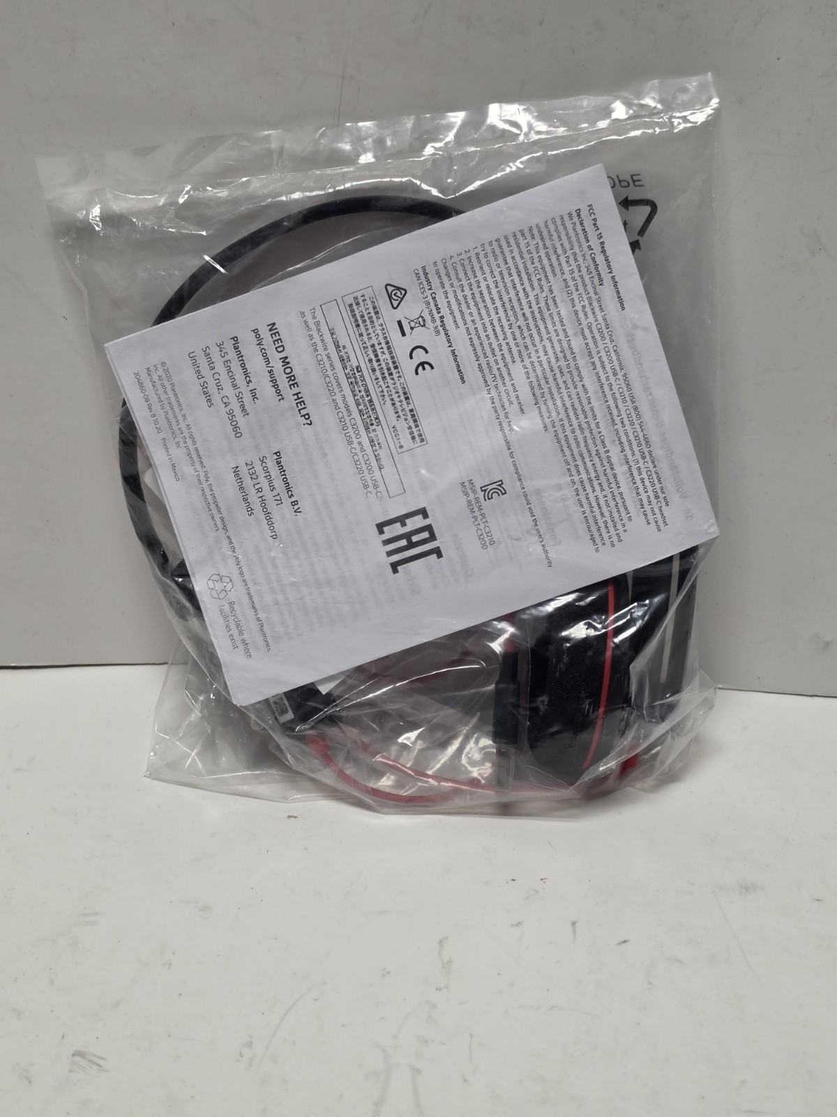 Plantronics Blackwire C3210 On-Ear Mono USB-C Headset - Black