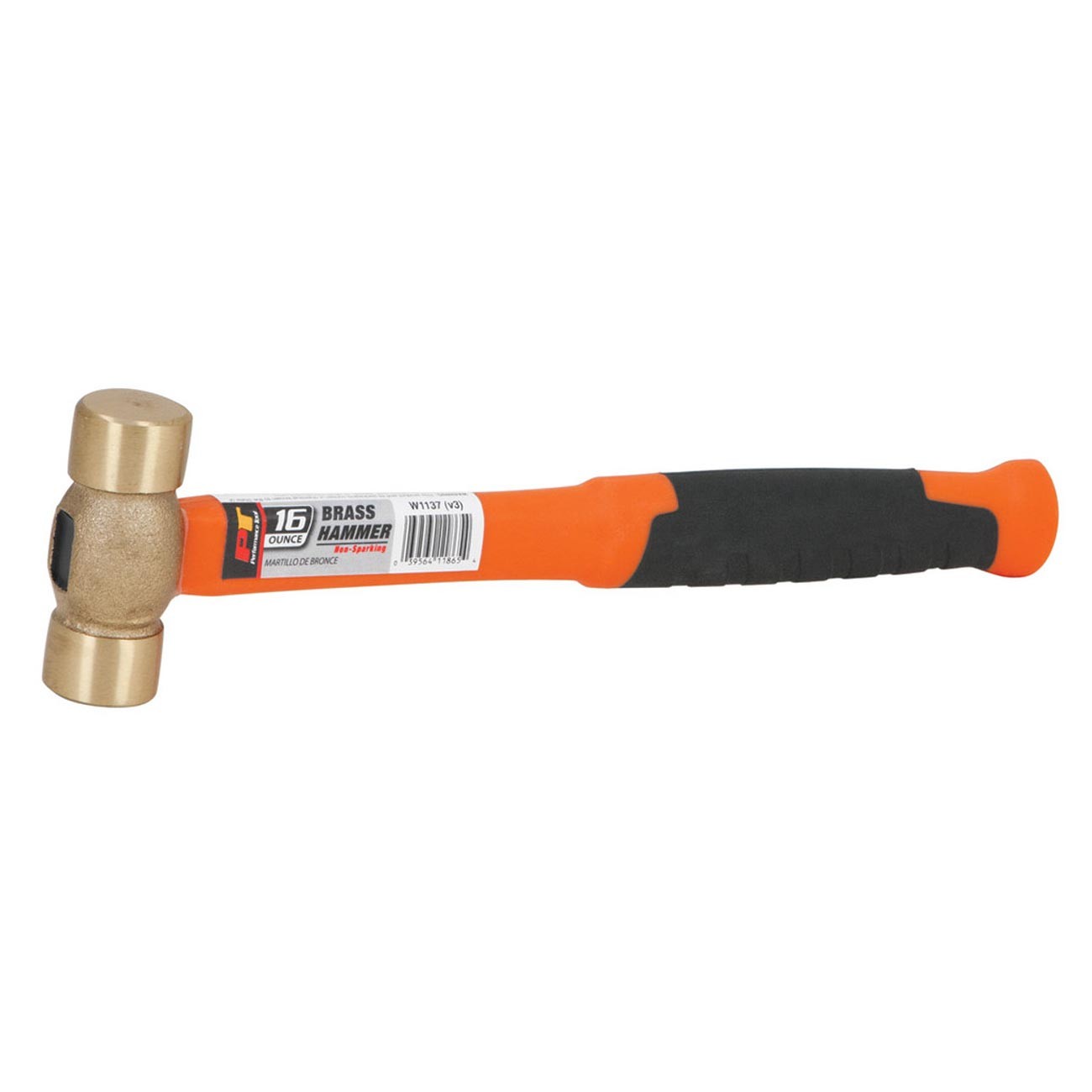 Performance Tool 16 oz Solid Brass Head Hammer W1137 Fiberglass Handle