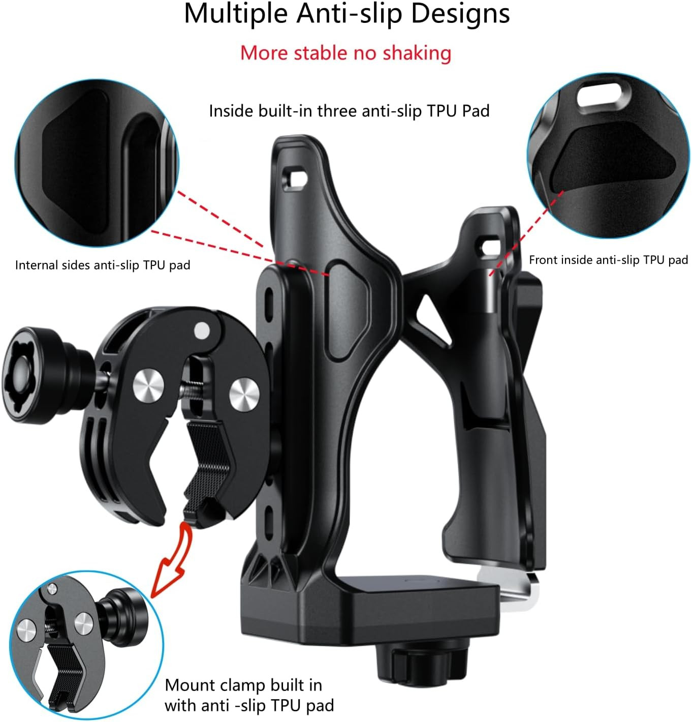 Anti-Theft Motorcycle Cup Holder, Extra Large Adjustable Size Bike Water Bottle