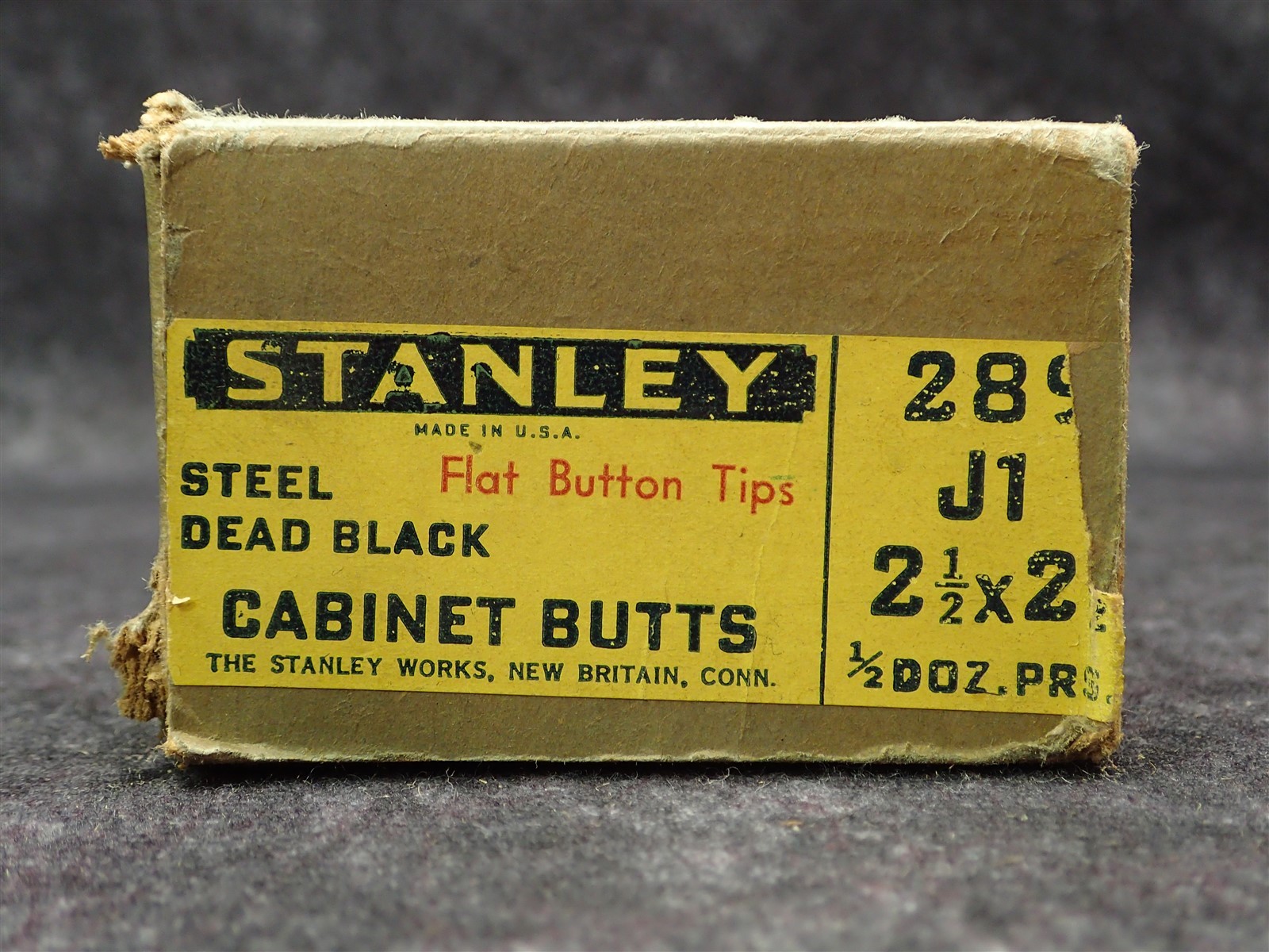 (SET OF 6) STANLEY 289 J1, 2-1/2" x 2" Steel Cabinet Butts, Black (BN456)