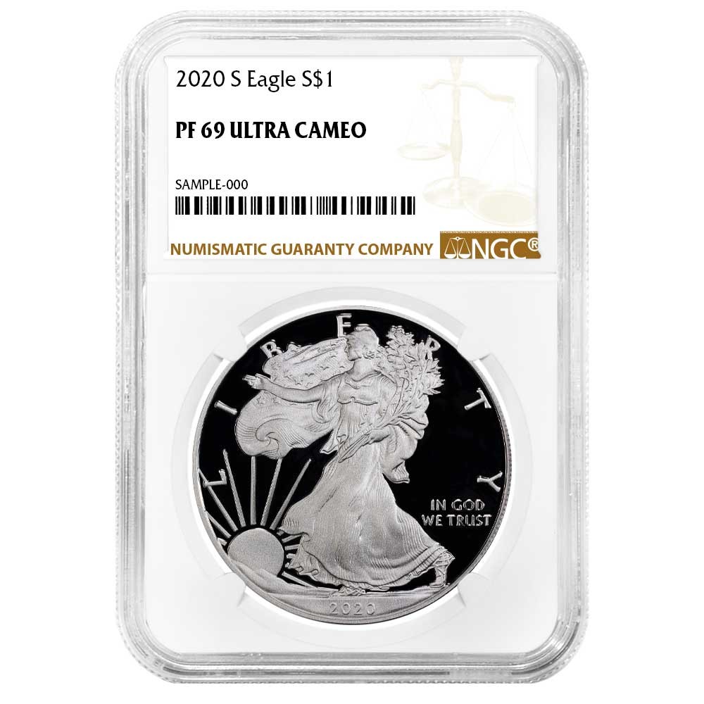 2020-S $1 1-oz Proof American Silver Eagle NGC PF69UC Brown Label