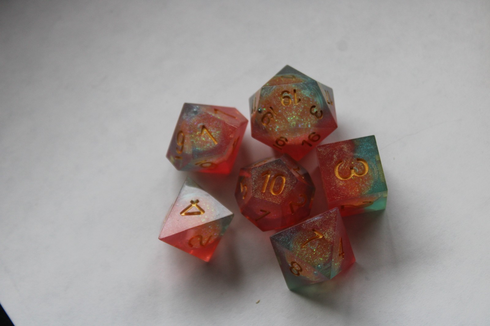 Dungeons and Dragons Blue Pink  Dice D20 INCOMPLETE Liquid Core Dice D&D Glitter