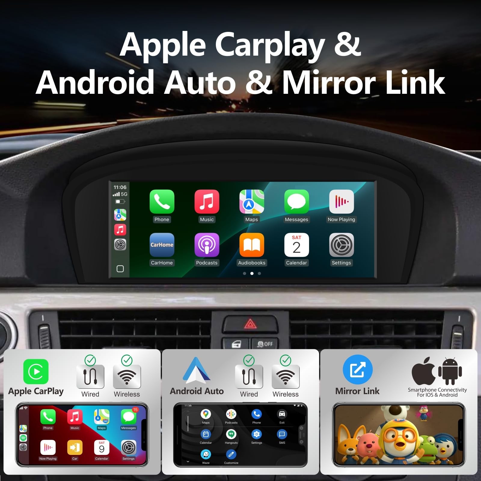 Wireless CarPlay TouchScreen For CIC BMW 3/5 Series E90 E91 E92/93 E60 E61 E63