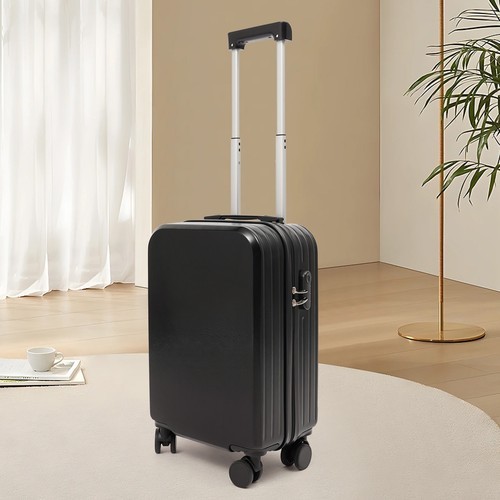 20" Travel Luggage Suitcase with USB Port & Cup Holder, Black Carry-On