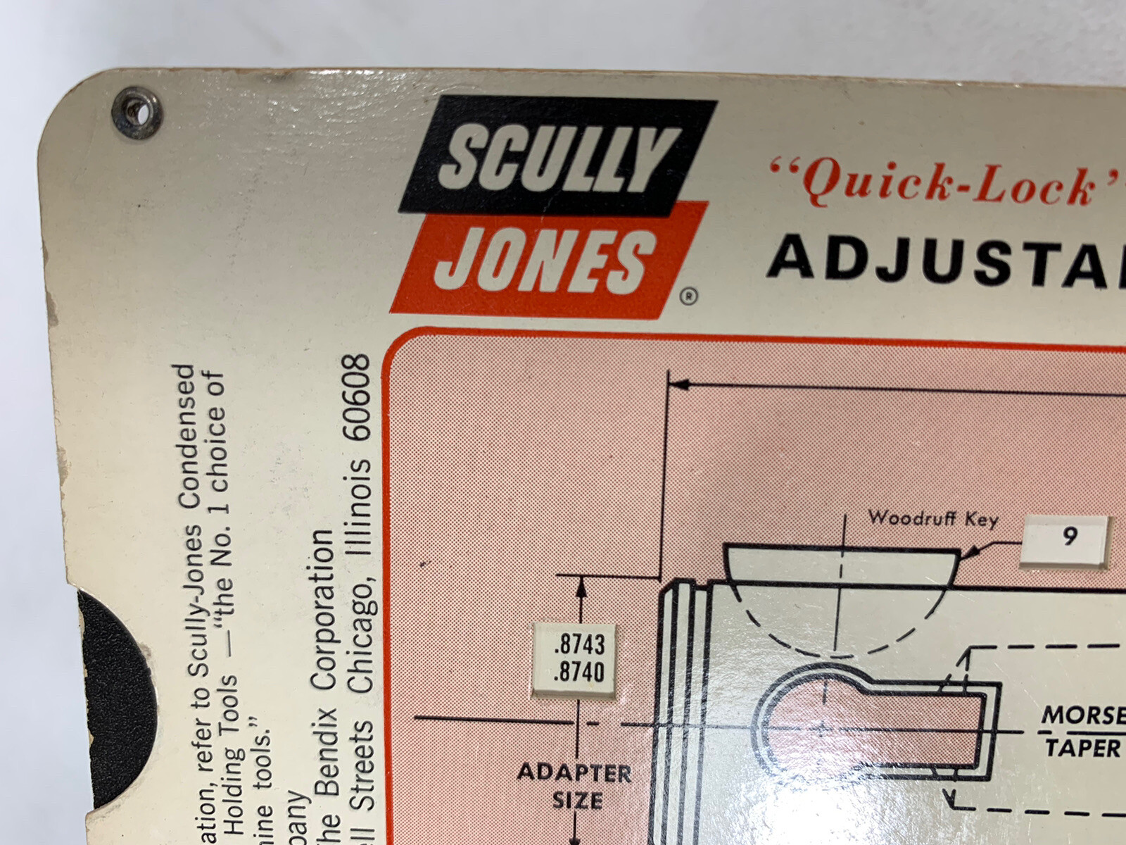 BENDIX Scully -Jones - Quick Lock Adjustable Adapters CALCULATOR Slide Chart