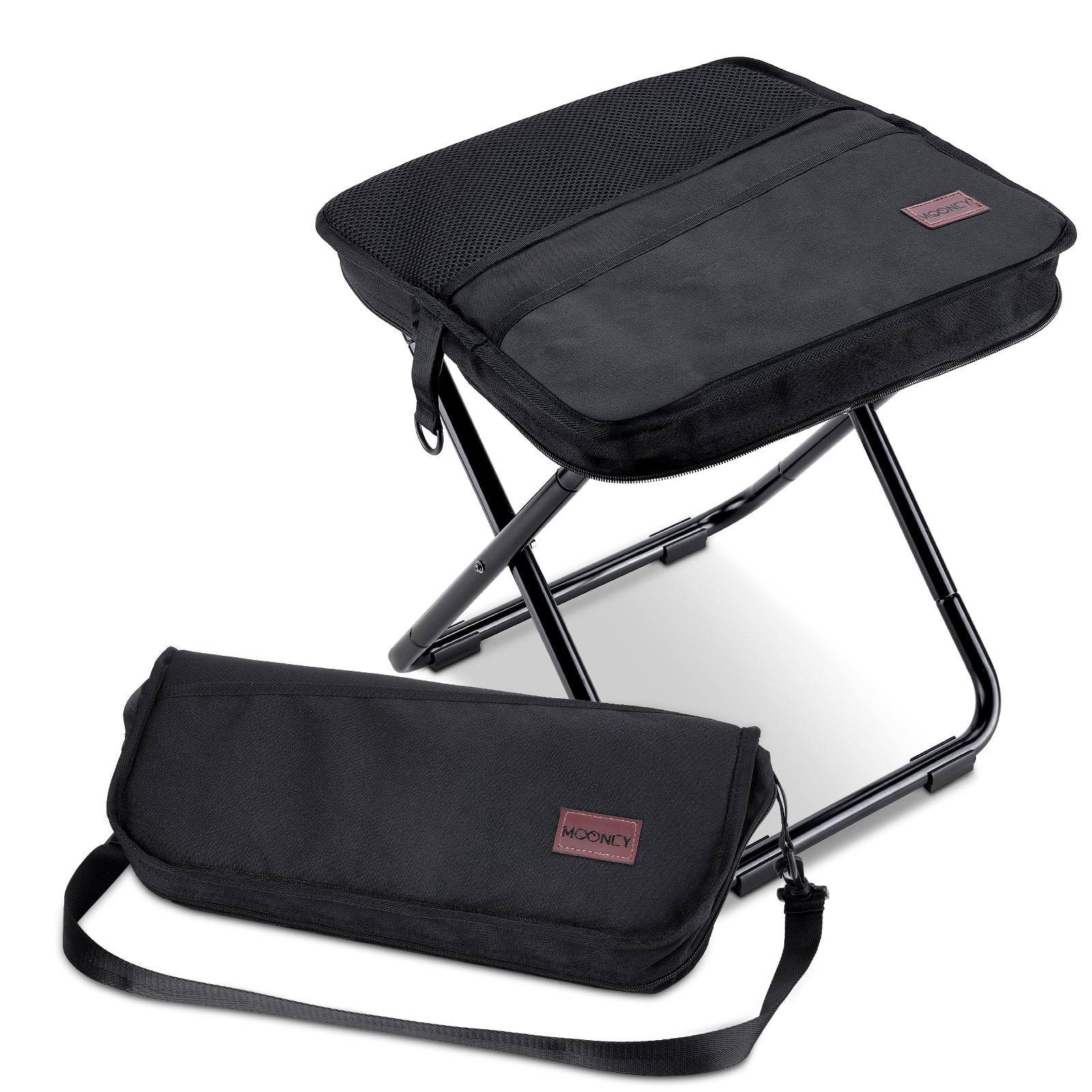 16-Inch Collapsible Stool, Portable Aluminum Alloy Pocket Chair with Shoulder...