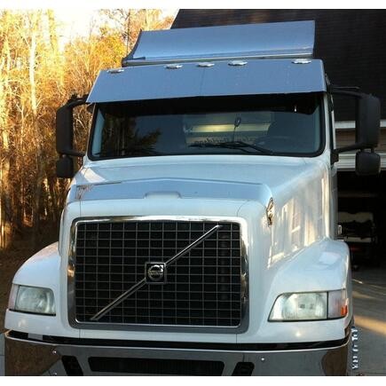 Aranda V-8036 17 Inch Stainless Flat Top Daycab Drop Visor With Mount for Volvo