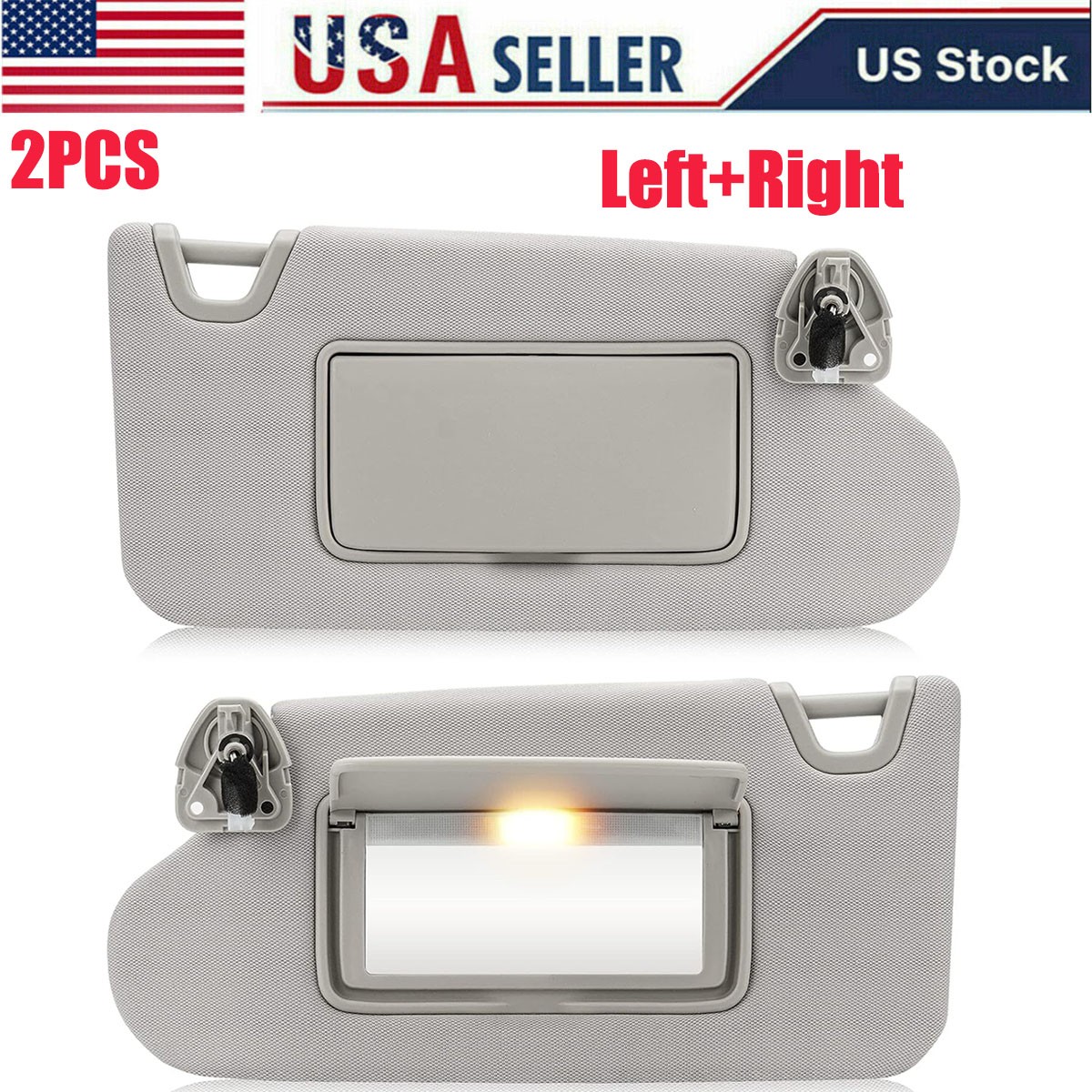 Pair Gray Side Sun Visor W/ Lights fits for 2013-2018 Nissan Altima 96401-3TA2A