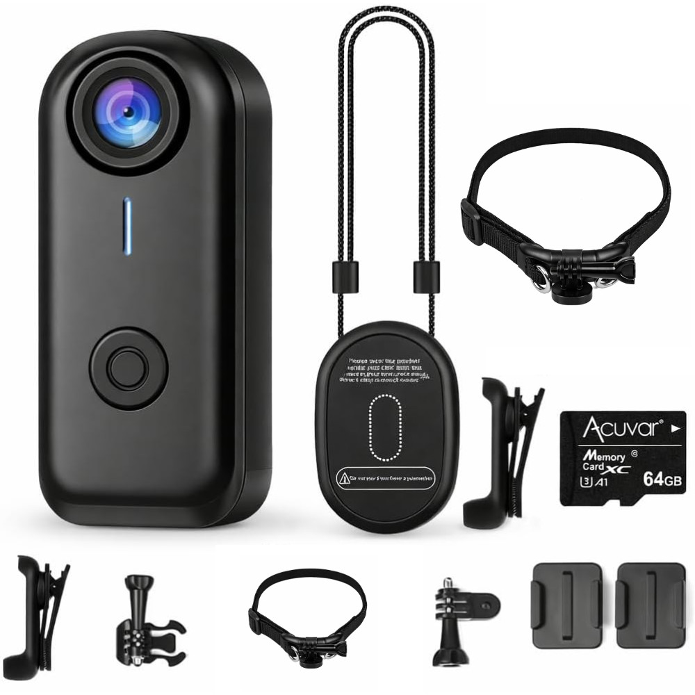 64GB 4K/1080P FHD Mini Body Camera Wearable Action Cam | POV Hands-Free Thumb-S