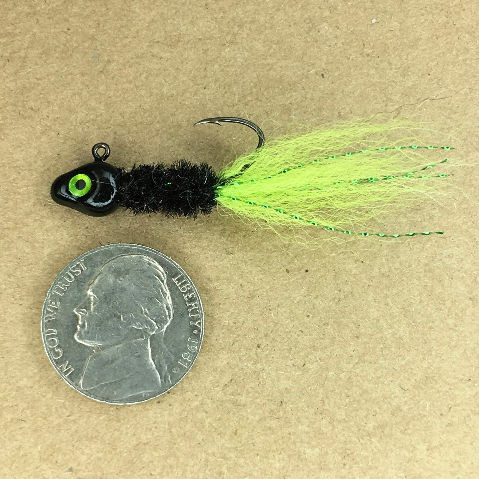 4 Hand Tied 1/16 Ounce Fox Hair Minnow Head Crappie Jigs - 151 Color Combos