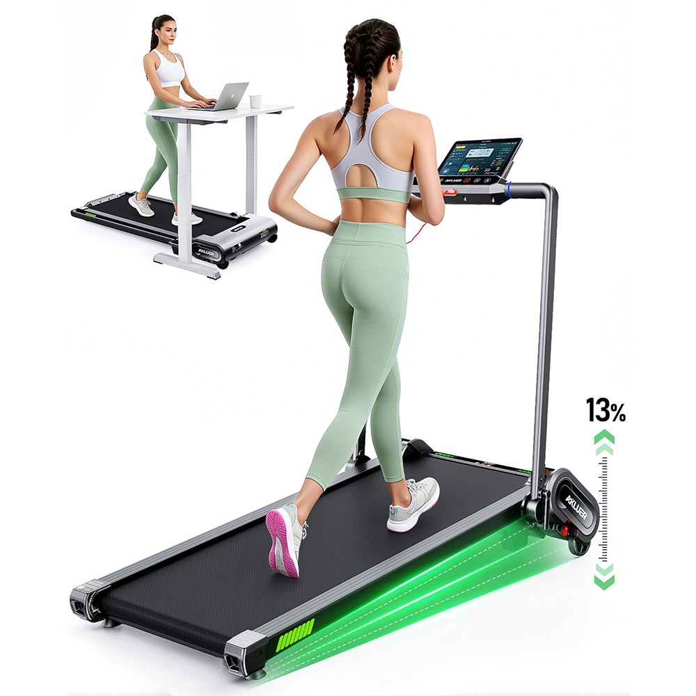 Akluer Foldable Under Desk Treadmill 13% Incline,2.5HP Motor,0.6–7.5MPH,330lbs