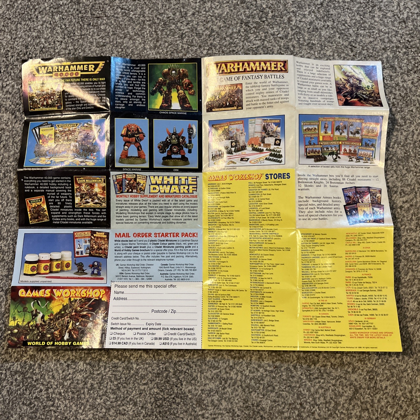 Games Workshop Mini Pullout Folded Booklet Warhammer Fantasy 40k 1990s New 🟢
