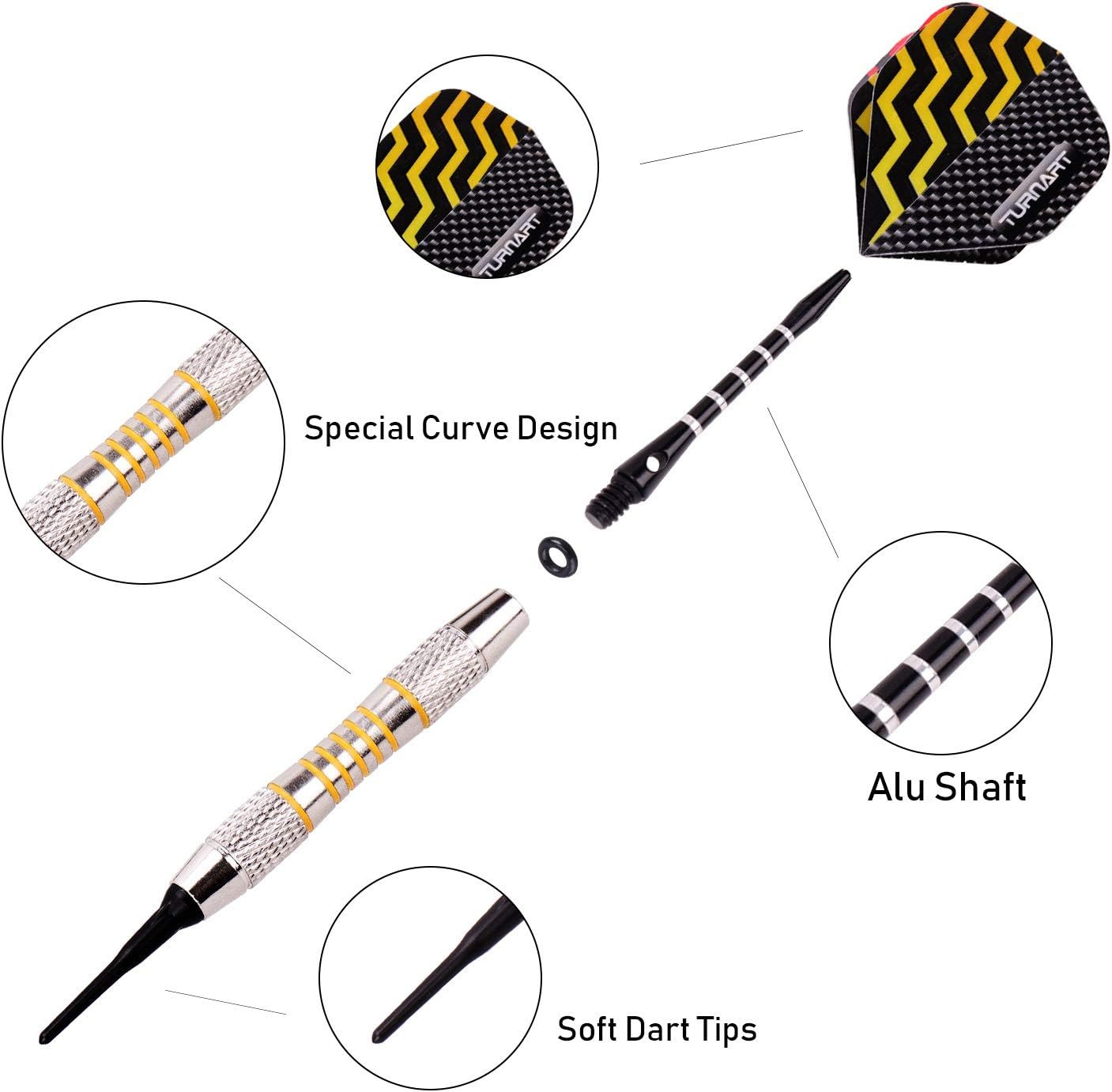 Darts Plastic Tip - Professional Soft Tip Darts Set for Electronic Dartboard 9 P
