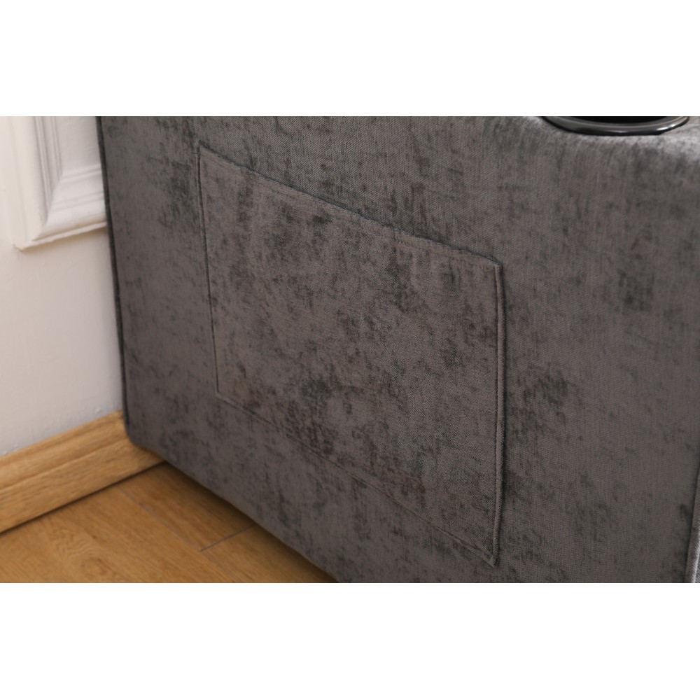 55" 3-Fold Dark Gray Convertible Futon Sleeper Sofa – Velvet Linen Fabric