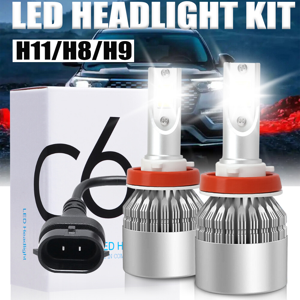 2PCS H11 LED Headlight Super Bright Bulb Kit 6000K White HIGH/LOW Beam Fog Light