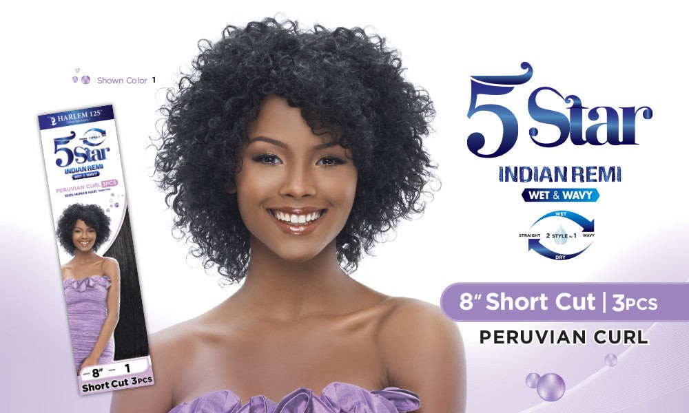 HARLEM 125 5 STAR -PERUVIAN CURL 8" (3 BUNDLES)