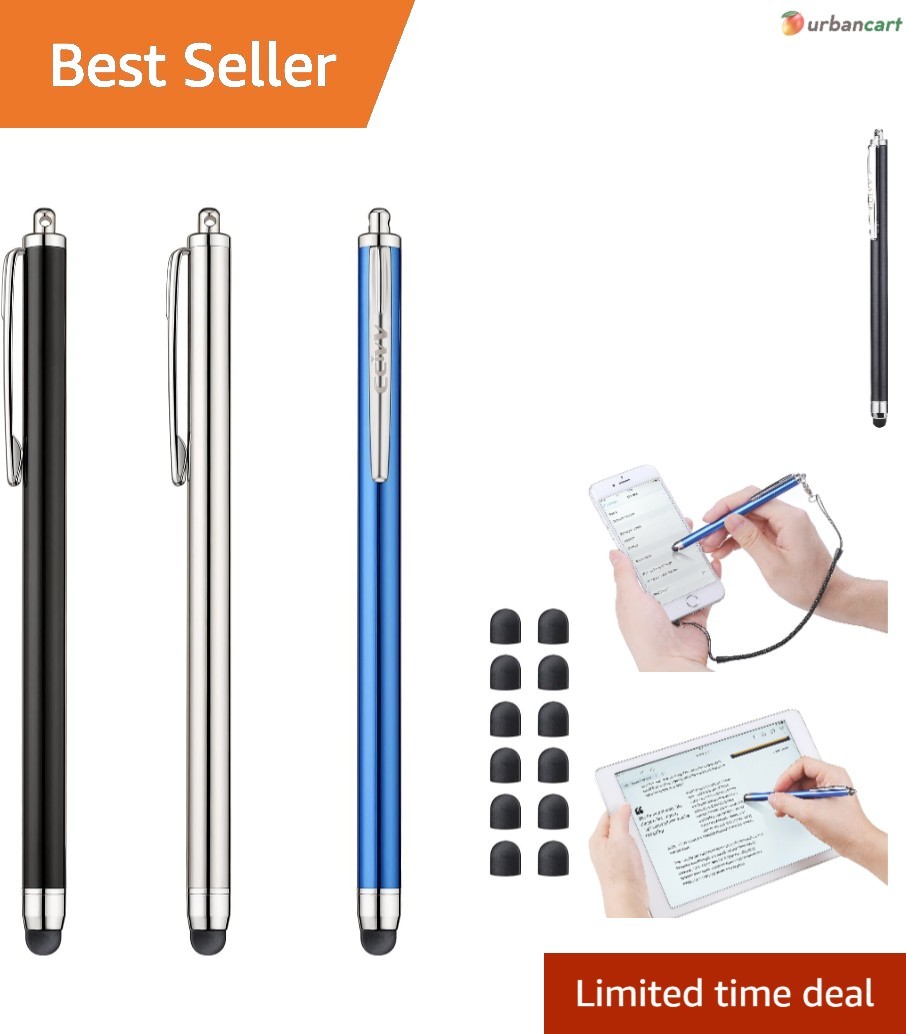 Precision 3-Piece Touchscreen Stylus Set with Replaceable Tips