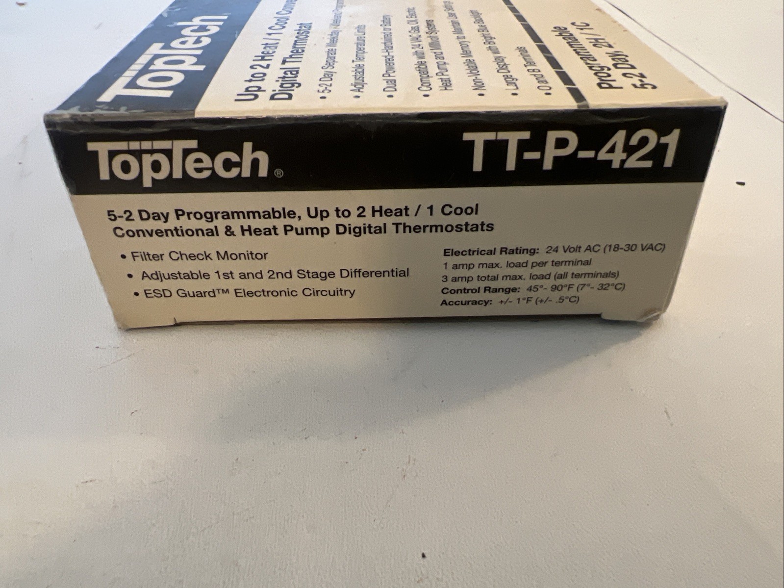 Top Tech TT-N-421 Thermostat Single Stage Digital Programmable