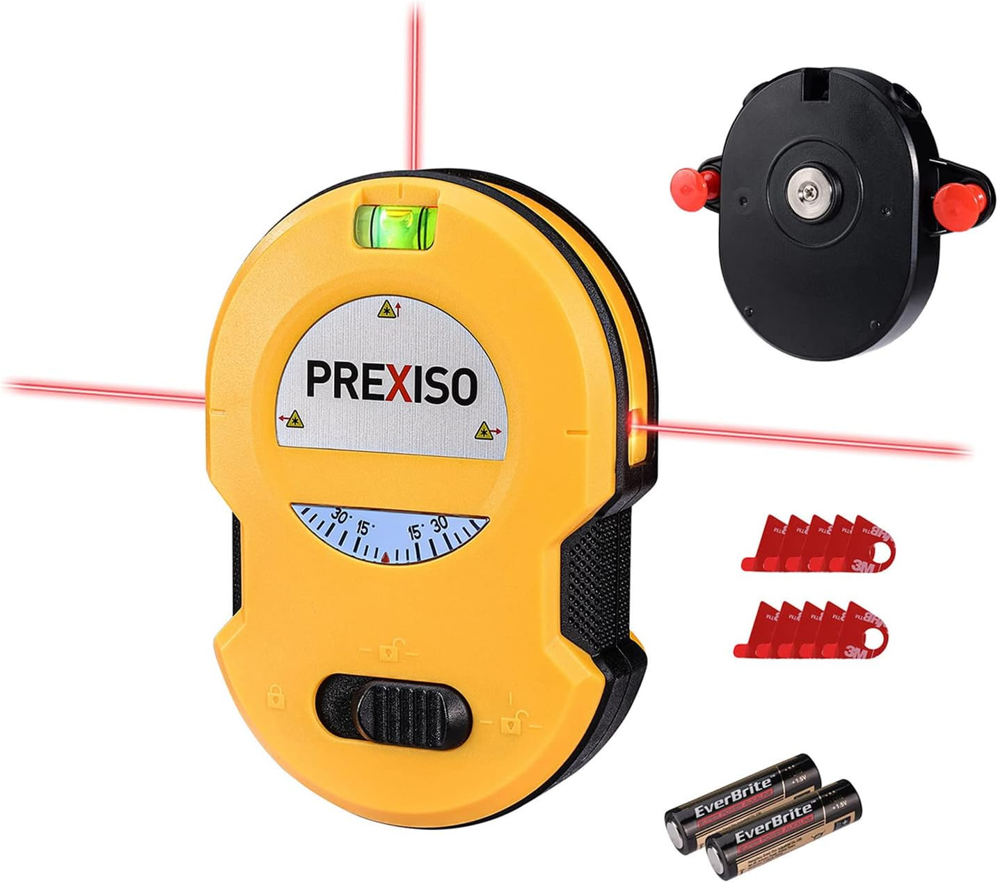 30Ft Multi-Surface Laser Level with LED Light, Mount Base & Accessories