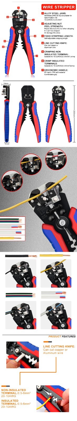 HSC86 - 4A+ Terminal + Multifunctional Wire Stripper Set, Cold - Press Terminal