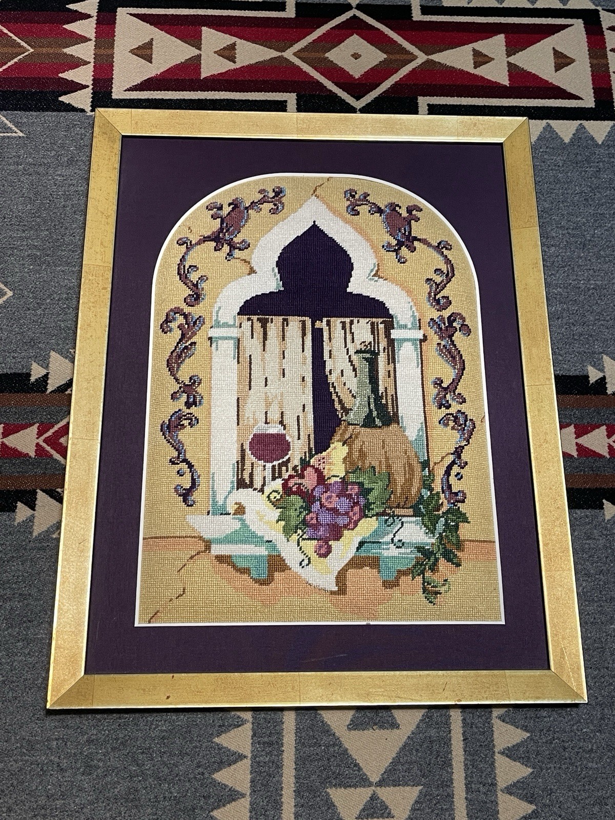 Sandra Gilmore Handpainted Needlepoint Still Life Framed Canvas Fleur De Paris