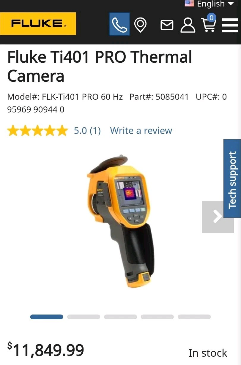 Fluke Ti401-PRO 60Hz 640 x 480 Infrared Thermal Imaging CameraCASE + ACCESORIES