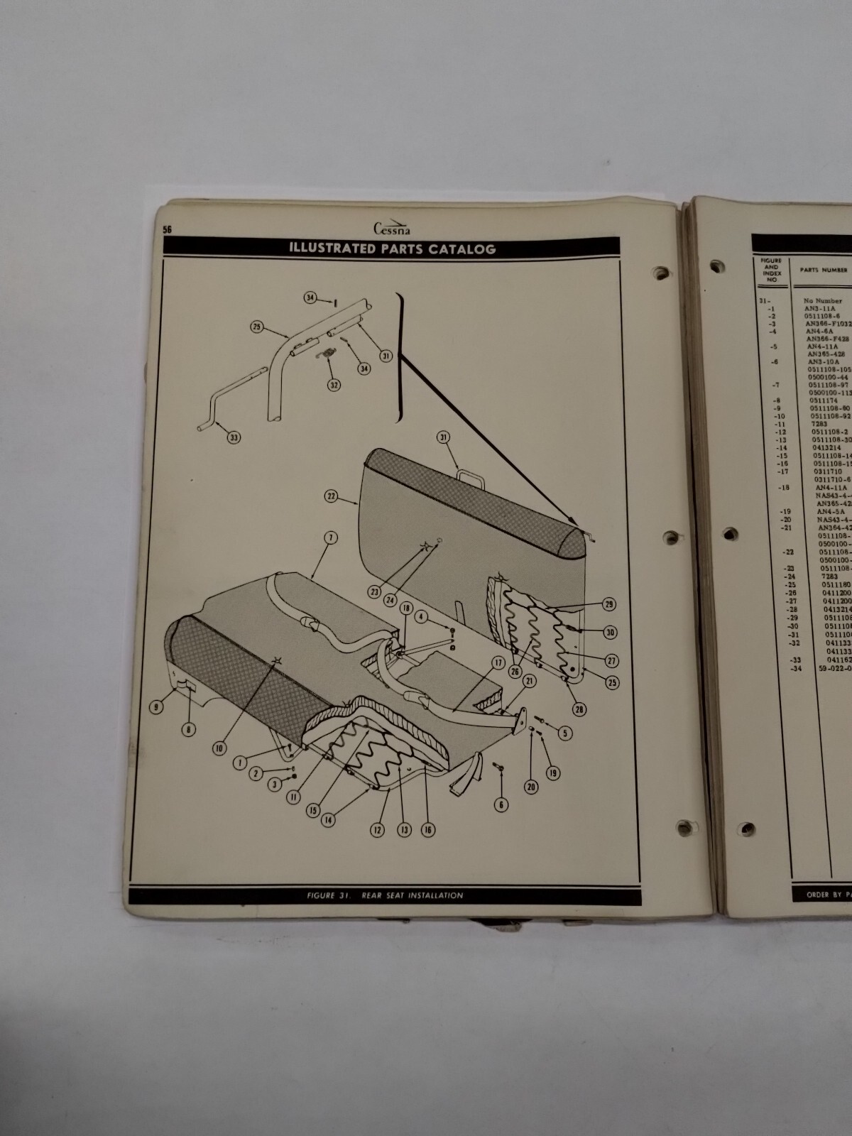Cessna Model 170B Parts Catalog September 1, 1956-Original