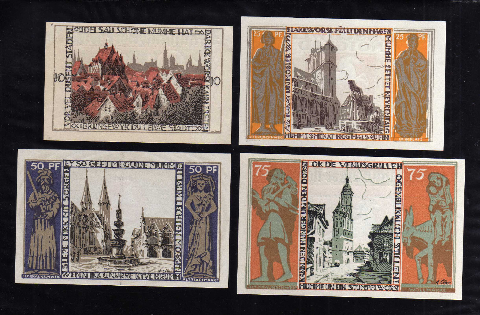 BRAUNSCHWEIG - GERMANY NOTGELD  -  10, 25, 50, 75 PFENNIG