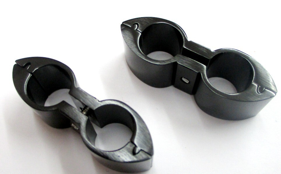 ALUMINUM BILLET DUAL HOSE SEPARATOR Profile Milled Polished Black 1/4" i.d. 2pk