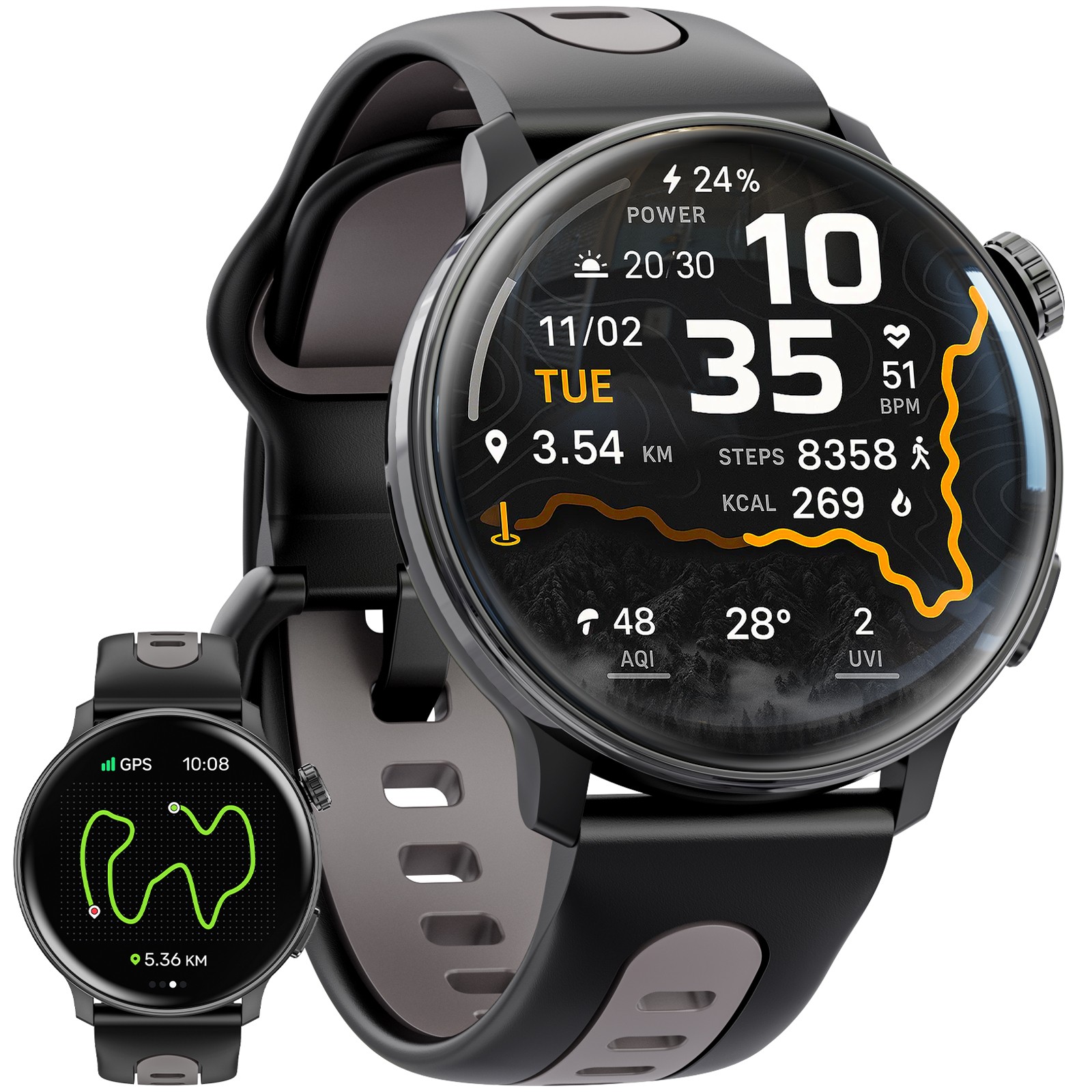 1.43" HD Smart Watch For Android iOS AMOLED Display 3ATM waterproof Compass GPS